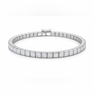 4x4mm Square Cubic Zirconia Tennis Bracelet From Macy’s, 7 Inch, Never Worn